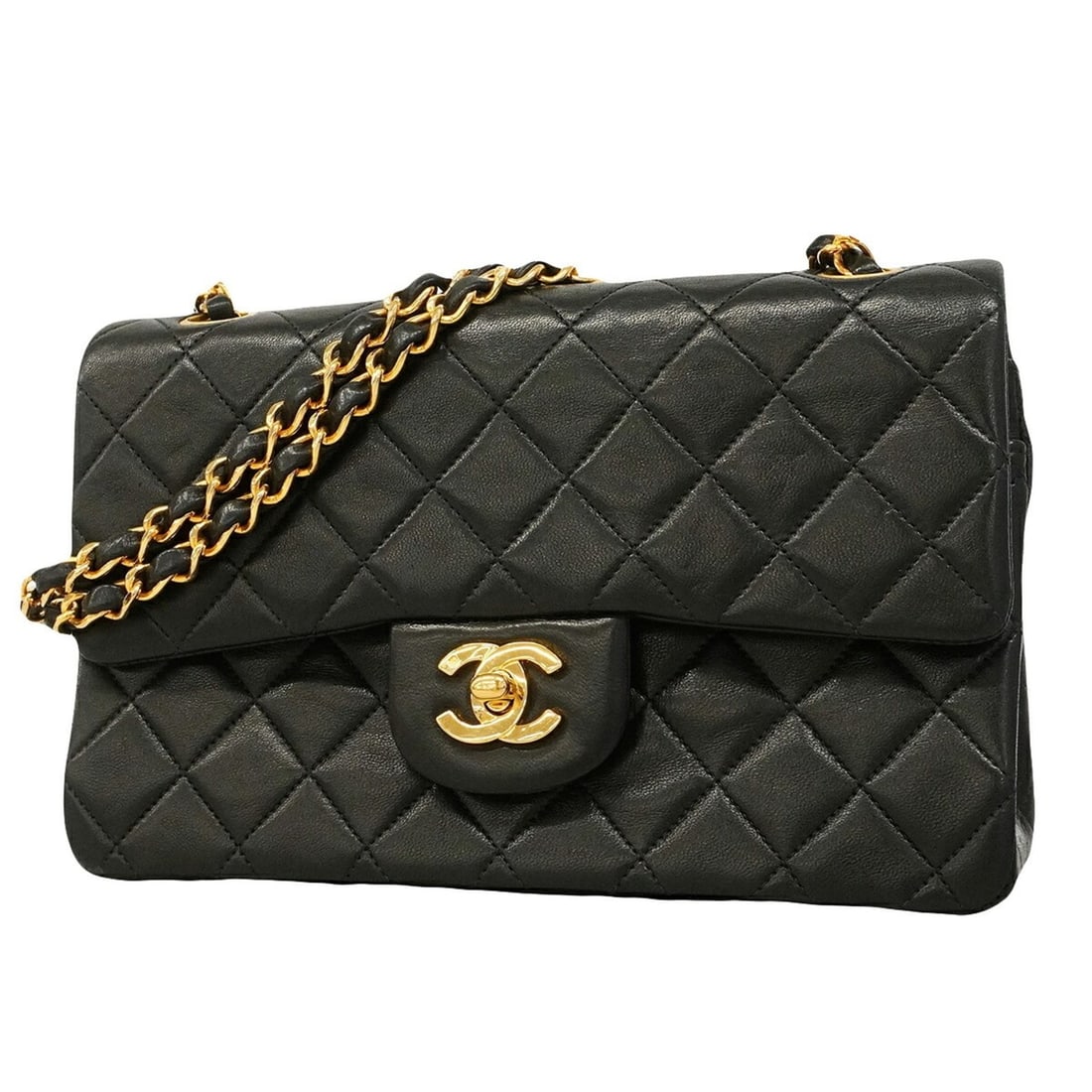 Chanel Matelassé Shoulder Bag, Double Flap, Chain, Lambskin, Black, Women's: --- Catalog ---Category: SizeSize (HxWxD): 15.5cm x 23cm x 6cm / 6.1'' x 9.05'' x 2.36''Category: DesignType: Shoulder bagColor: BlackGender: WomenMaterial: Leather Hardware Color: GoldLeather/Fur Typ