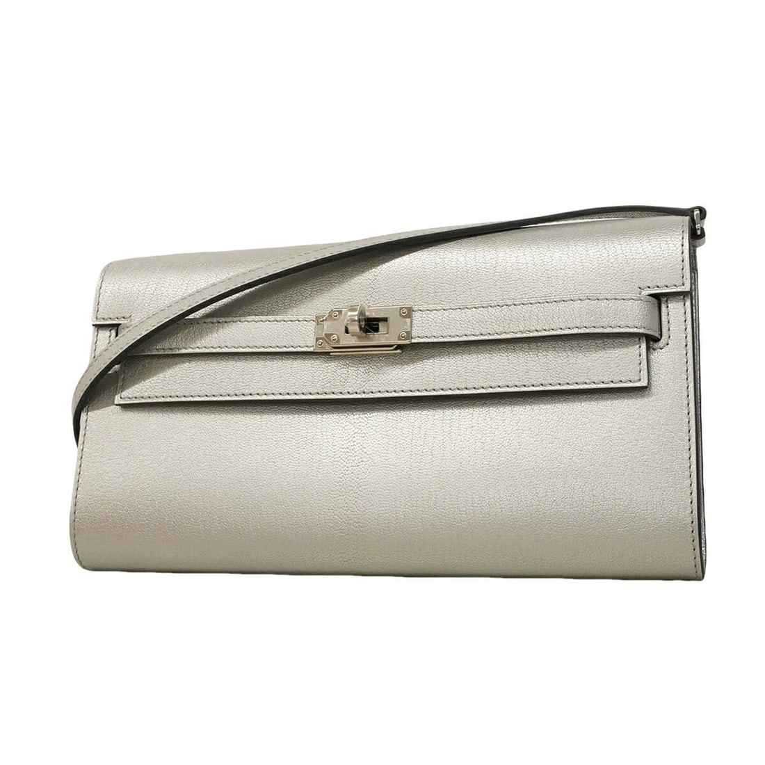 Hermes Kelly To Go Chevre Shamkila Silver Wallet/Shoulder Wallet (K Stamp) - Women's (1 of 10)