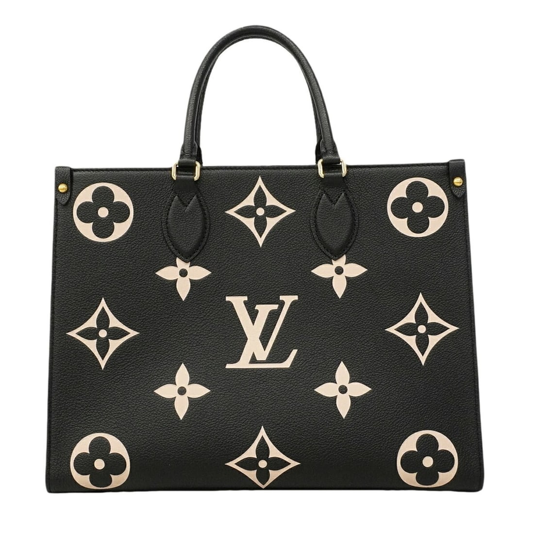 Louis Vuitton Monogram Empreinte Bicolor OnTheGo MM Tote Bag M45495 Black Beige 2-way bag for women: --- Catalog ---Category: SizeSize (HxWxD): 27cm x 34.5cm x 15.5cm / 10.62'' x 13.58'' x 6.1''Category: DesignType: Tote bagColor: Beige, BlackGender: WomenCategory: GeneralMPN: M45495Brand: Louis Vuit