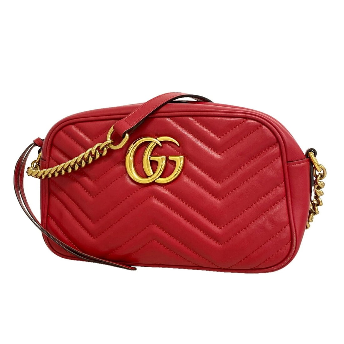 Gucci GG Marmont Shoulder Bag 447632 Leather Red Women's