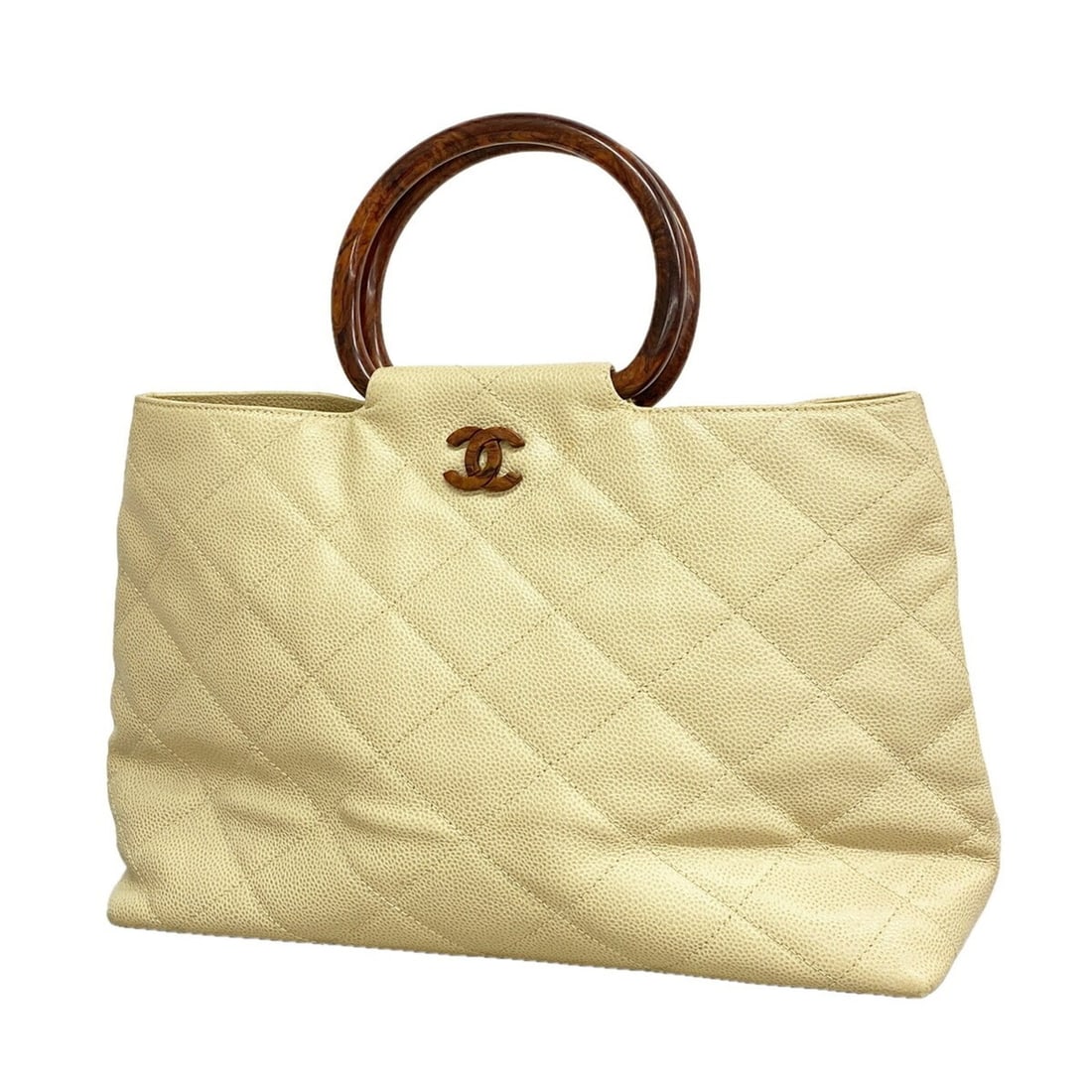 Chanel Matelassé handbag, caviar leather, beige, women's.