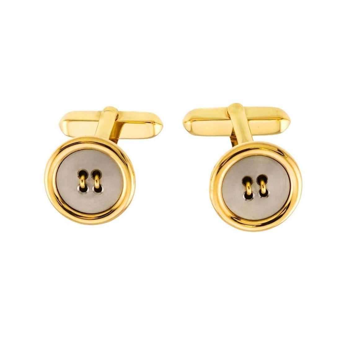Bvlgari BVLGAI cufflinks, 18K YG yellow gold 750 buttons. (1 of 11)
