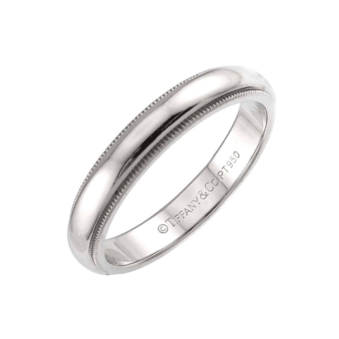 Tiffany & Co. Milgrain Ring, 4mm wide, Platinum, Together.