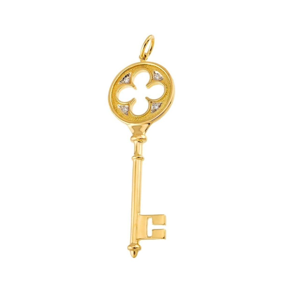 Tiffany & Co. Clover Key Diamond Pendant Top 18K YG Yellow Gold 750 (1 of 19)