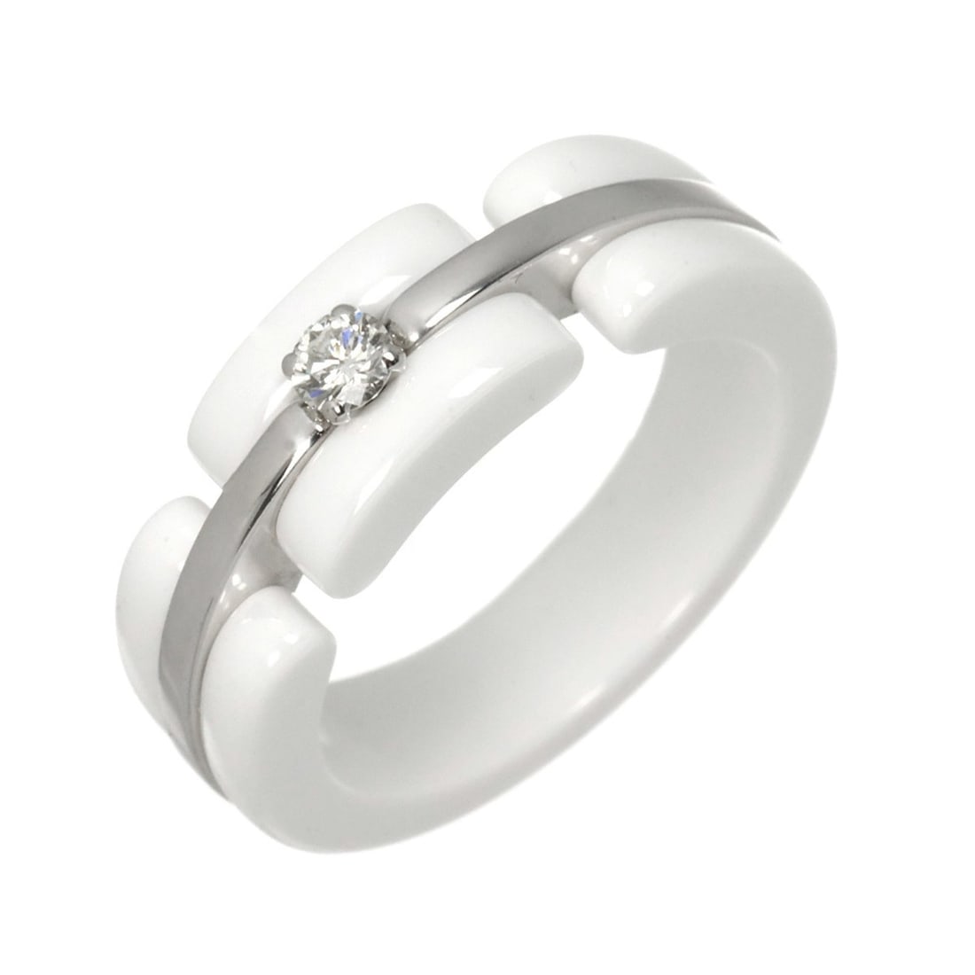 Chanel Ultra #53 Diamond Ring, 18K White Gold, Ceramic 750.