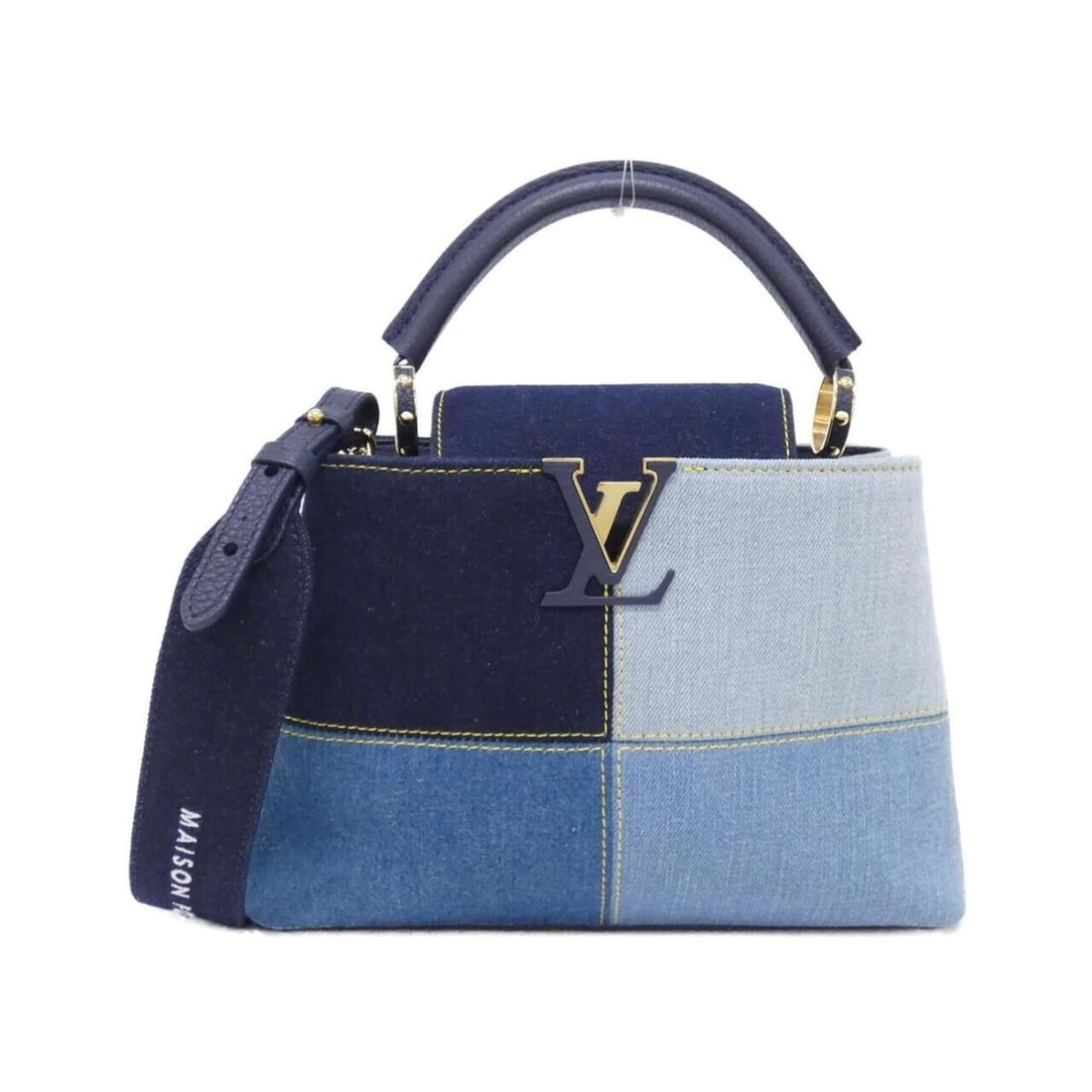 Louis Vuitton Denim Patchwork Capucines BB M59430 Handbag: --- Catalog ---Category: SizeSize (HxWxD): 18cm x 27cm x 9cm / 7.08'' x 10.62'' x 3.54''Category: DesignType: HandbagColor: BlueGender: WomenMaterial: Denim Hardware Color: GoldCategory: GeneralMPN: