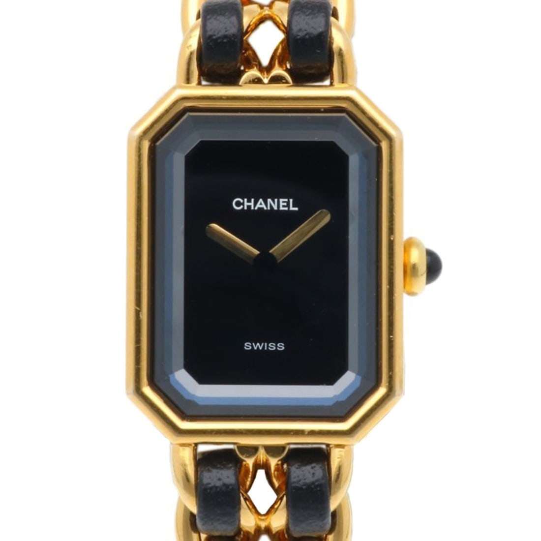 Chanel Première M Wristwatch, GP H0001 Quartz Women's Watch CHANEL: --- Catalog ---Category: SizeWrist Size: 15cm / 5.9''Case Diameter: 20mm / 0.79''Category: DesignType: WristwatchGender: WomenColor (Dial): BlackMaterial (Band): Gold platedMaterial (Case): Gold plate