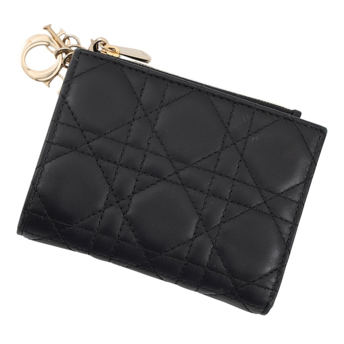 Christian Dior Bi-fold Wallet Lady Dahlia Cannage Leather S6037ONMJ_M900 Black Women's WALLET: --- Catalog ---Category: SizeSize (HxWxD): 9.5cm x 12cm / 3.74'' x 4.72''Category: DesignType: Wallet (bi-fold)Color: BlackGender: WomenMaterial: Leather Category: GeneralLine: Lady DiorBrand: Christi