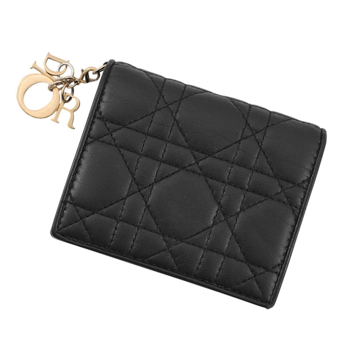 Christian Dior Bi-fold Wallet Lady Gardenia Mini S0178ONMJ_M900 Black Women's WALLET
