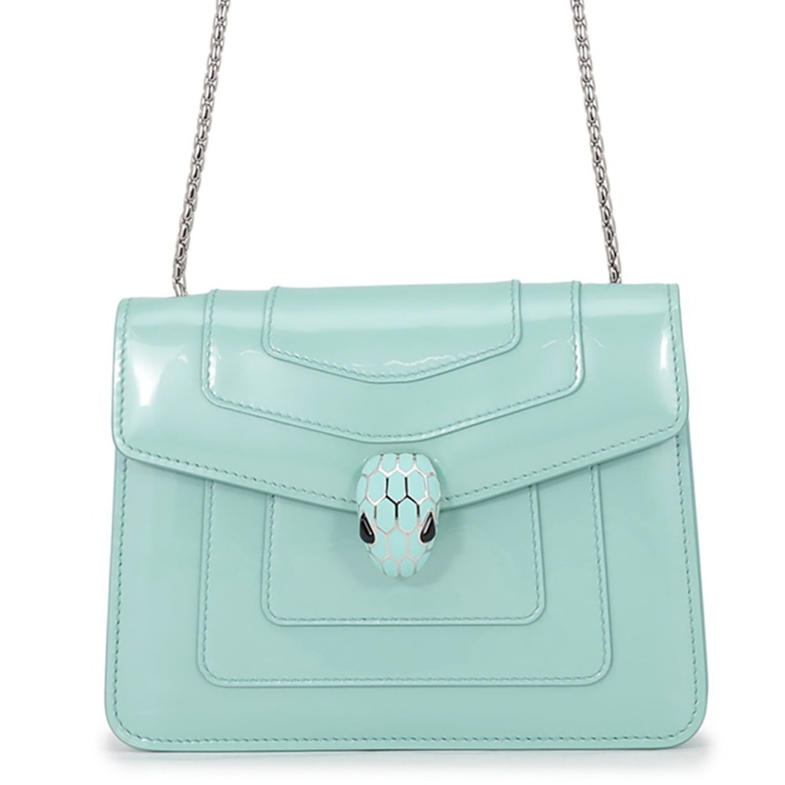 BVLGARI Chain Shoulder Bag Serpenti Forever Small Patent Leather Handbag: --- Catalog ---Category: SizeWeight: 420g / 14.81oz.Size (HxWxD): 15cm x 20cm x 4cm / 5.9'' x 7.87'' x 1.57''Strap Length: 105.5cm / 41.53''Category: DesignType: Handbag, Shoulder bagClosure: FlapMate