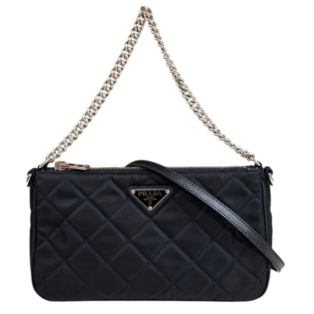 Prada Shoulder Bag, Nylon 1BH026, Black, Women's, PRADA 2-Way Chain: --- Catalog ---Category: SizeSize (HxWxD): 13cm x 23cm x 6.5cm / 5.11'' x 9.05'' x 2.55''Category: DesignType: Shoulder bagColor: Black, NeroGender: WomenHandmade: YesMaterial: Nylon Outer Pocket: Zip