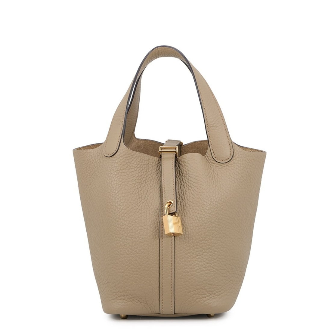 Hermes Picotin Lock PM Handbag, Beige Malfa, Taurillon Clemence Leather, W Stamp. Lock, Picotin,: --- Catalog ---Category: SizeSize (HxWxD): 18.5cm x 18cm x 13cm / 7.28'' x 7.08'' x 5.11''Category: DesignType: HandbagColor: BeigeGender: WomenMaterial: Taurillon clemence leather Hardware Color: Gol