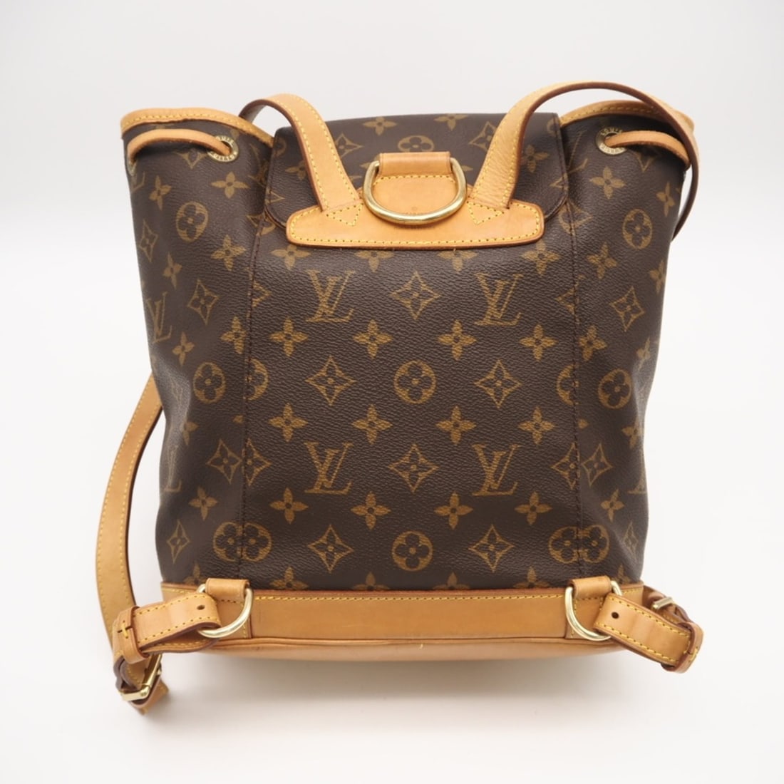 LOUIS VUITTON Monogram Montsouris MM M51136 Backpack, Brown/Beige Leather, Women's