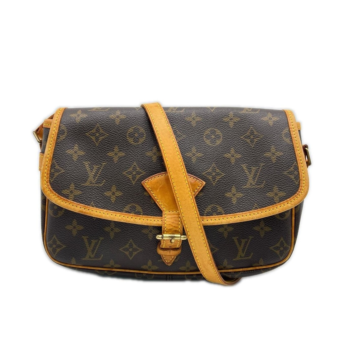 LOUIS VUITTON Monogram Canvas Sologne M42250 Shoulder Bag Crossbody Brown Beige Leather Women's