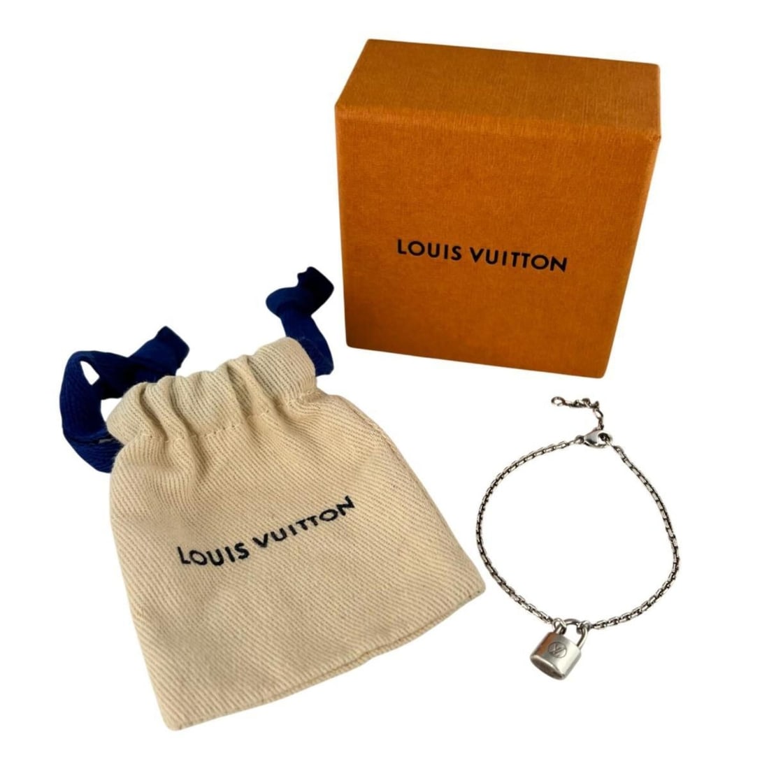 LOUIS VUITTON Bracelet Padlock Silver Lockit Metal Q95450 (1 of 20)