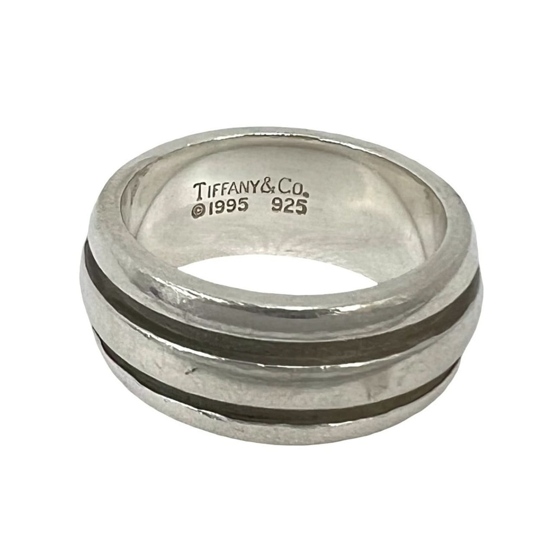 TIFFANY&Co. Tiffany Grooved Double Line Ring, Sterling Silver 925, Men's Accessory, Item Number