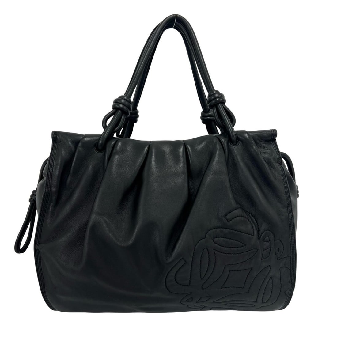 LOEWE Anagram Logo Nappa Leather Tote Bag, Semi-Shoulder Handbag, Black, 39766 (1 of 17)
