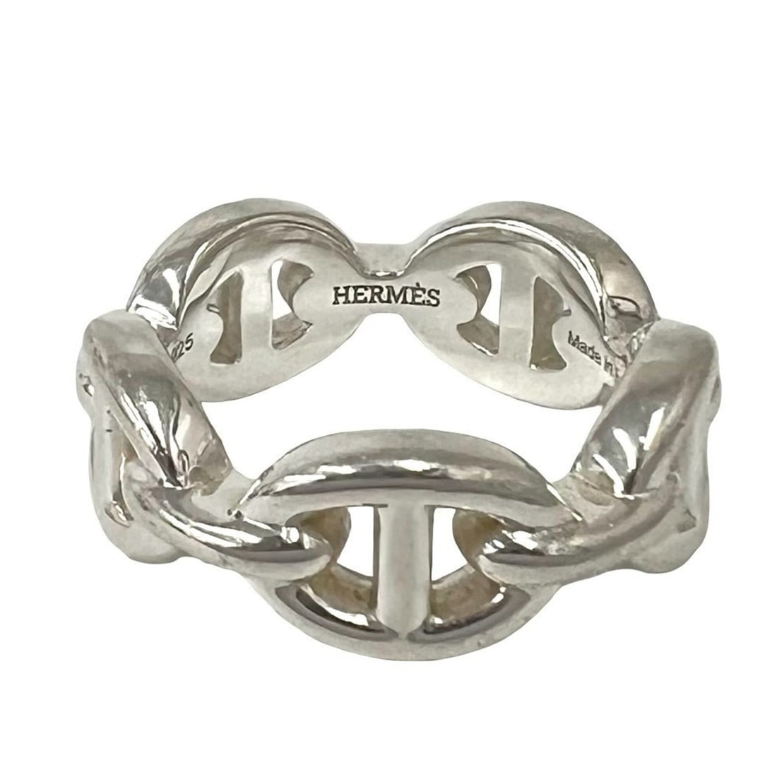 HERMES Hermes Enchainée Ring, Sterling Silver 925, Accessory, Women's, Men's, Silver, 24098: --- Catalog ---Category: SizeJP Size: 7US Size: 4Category: DesignType: Band ringColor: SilverGender: Men,WomenMaterial: Silver 925Category: GeneralBrand: Hermes--- Item List ---Section: ConditionRanki