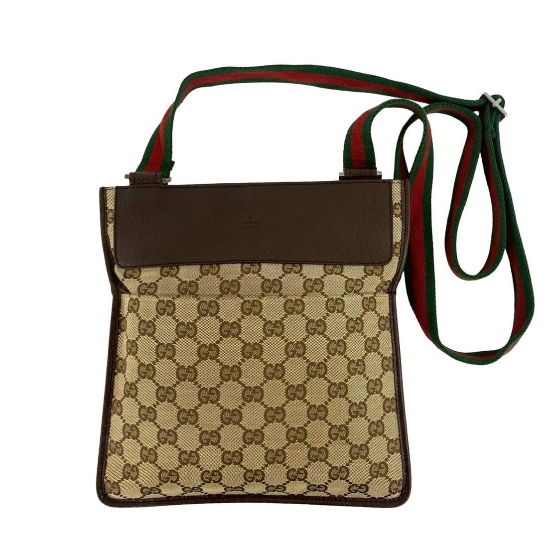 GUCCI Sherry Line GG Logo Pattern Canvas Leather Mini Shoulder Bag/Sacoche, Brown, 39230: --- Catalog ---Category: SizeSize (HxWxD): 25.5cm x 24cm / 10.03'' x 9.44''Category: DesignType: Shoulder bagColor: Brown, Green, Red colorGender: WomenMaterial: Canvas , Leather Category: GeneralBran
