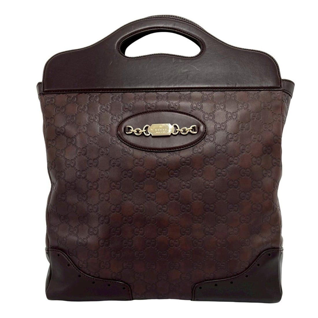 GUCCI Horsebit Hardware Guccissima Leather Genuine Handbag Tote Bag Business Brown 43220 (1 of 20)