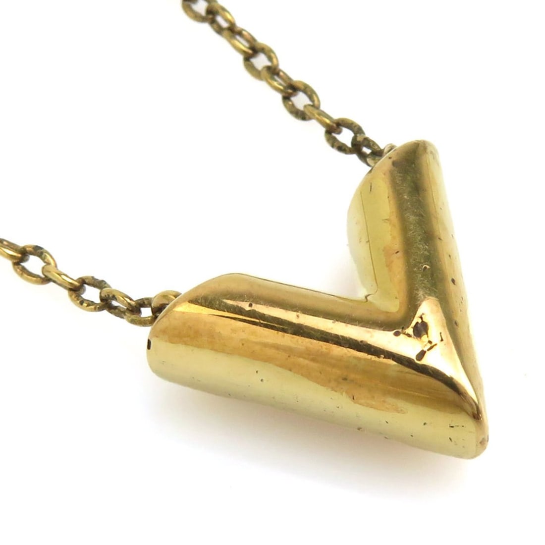Louis Vuitton Essential V Metal Necklace, Gold, Women's, M61083 h32372a
