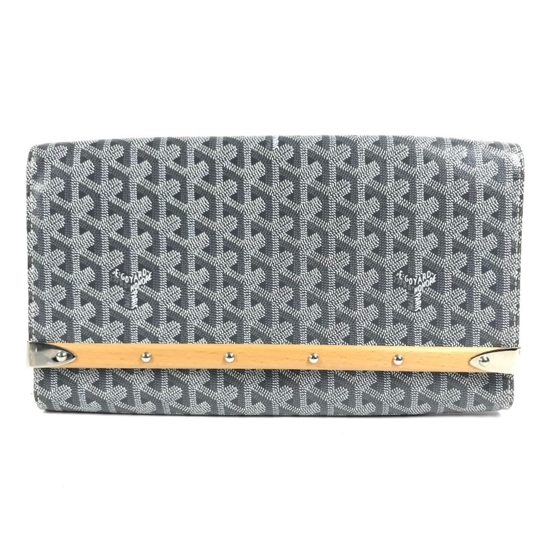 GOYARD Monte Carlo Bag, Flap Handbag, Pouch, Clutch Leather, Men's/Women's, Gray, Like New