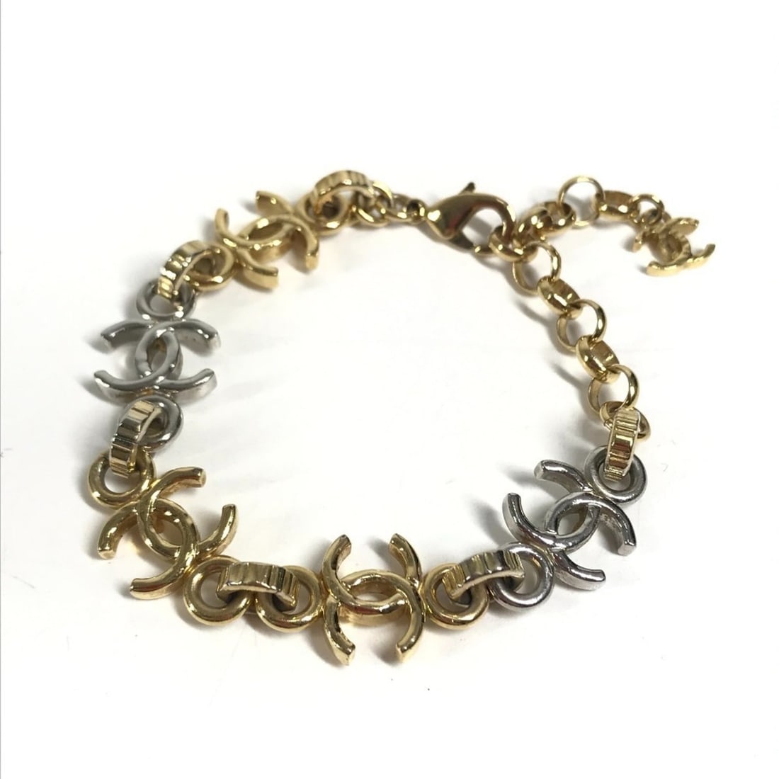 CHANEL B26P CC Coco Mark Chain Bracelet, Bicolor Accessory, Metal Women's, Gold (1 of 17)