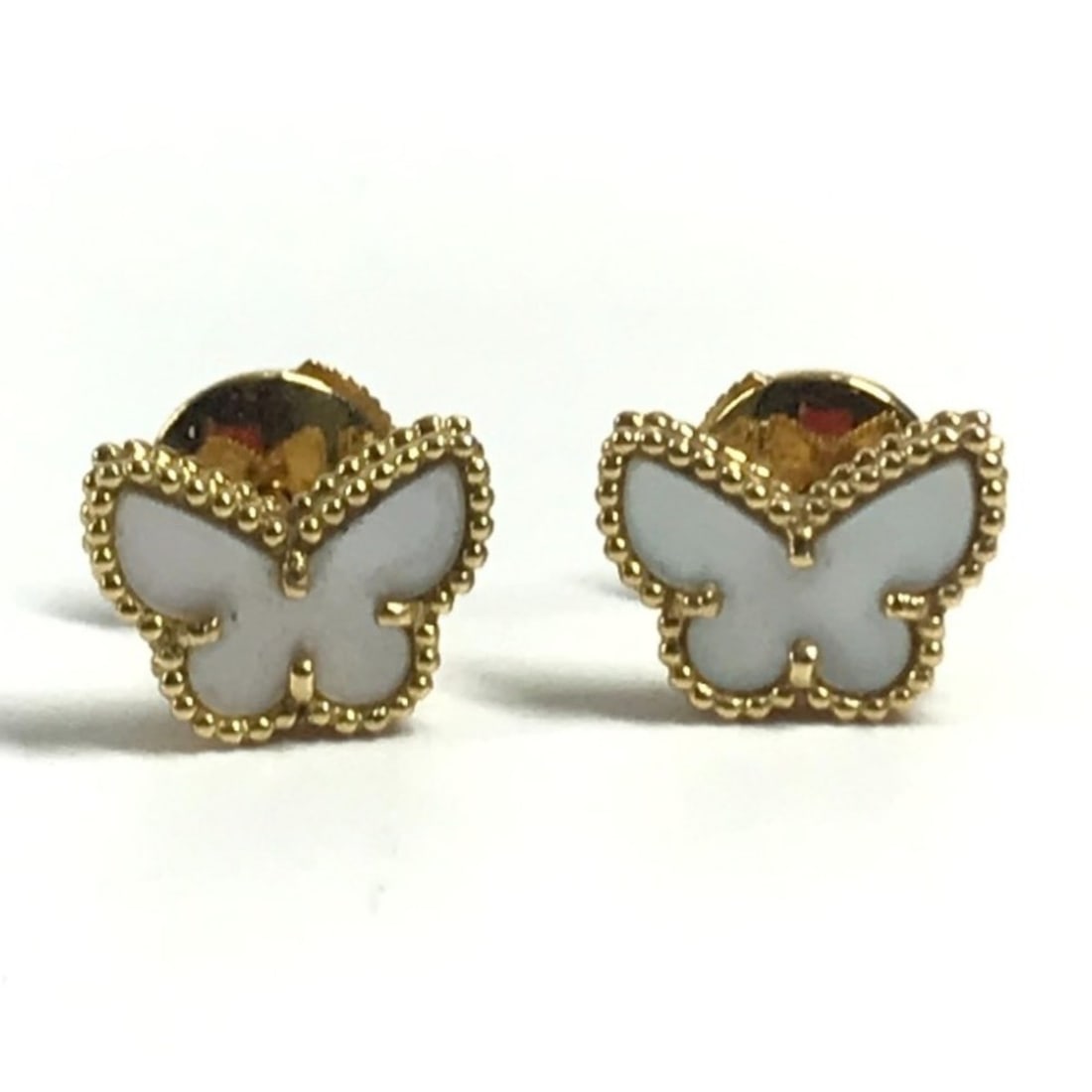 Van Cleef & Arpels VCARN5JM00 Butterfly Sweet Papillon Earrings, Mother of Pearl, 18K Gold, YG750,