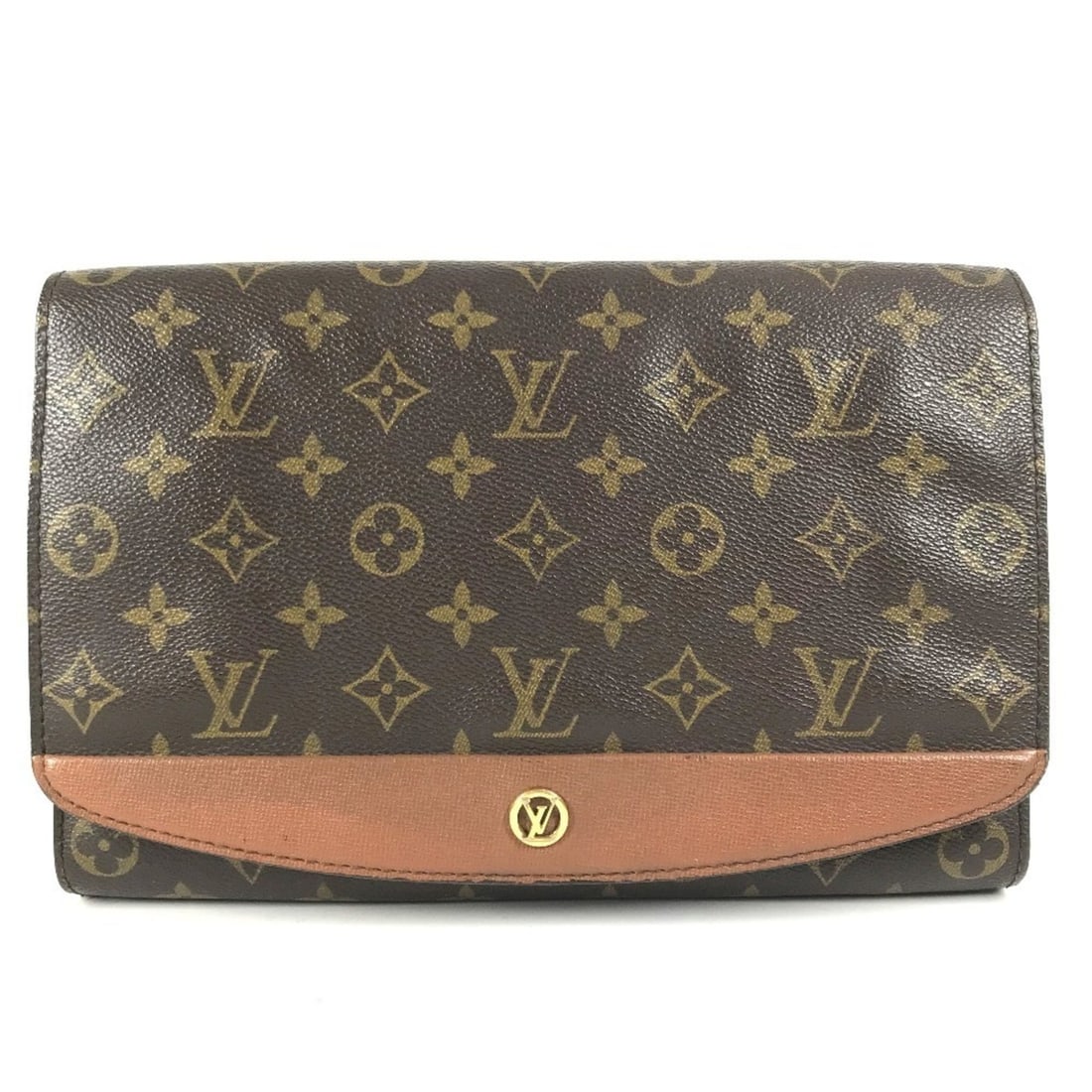 LOUIS VUITTON M51797 Monogram Bordeaux Clutch Bag, Vintage Flap Canvas, Women's, Brown