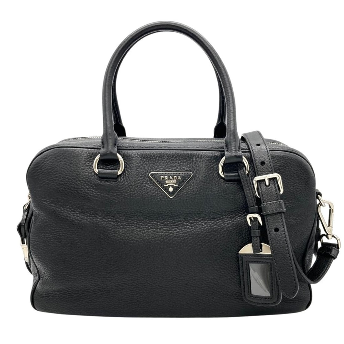 Prada PRADA Logo Handbag 2-Way Leather Black Mini Boston Bag for Women: --- Catalog ---Category: SizeSize (HxWxD): 20cm x 33cm x 10cm / 7.87'' x 12.99'' x 3.93''Category: DesignType: Handbag, Shoulder bagColor: BlackGender: WomenMaterial: Leather Category: GeneralBrand: P