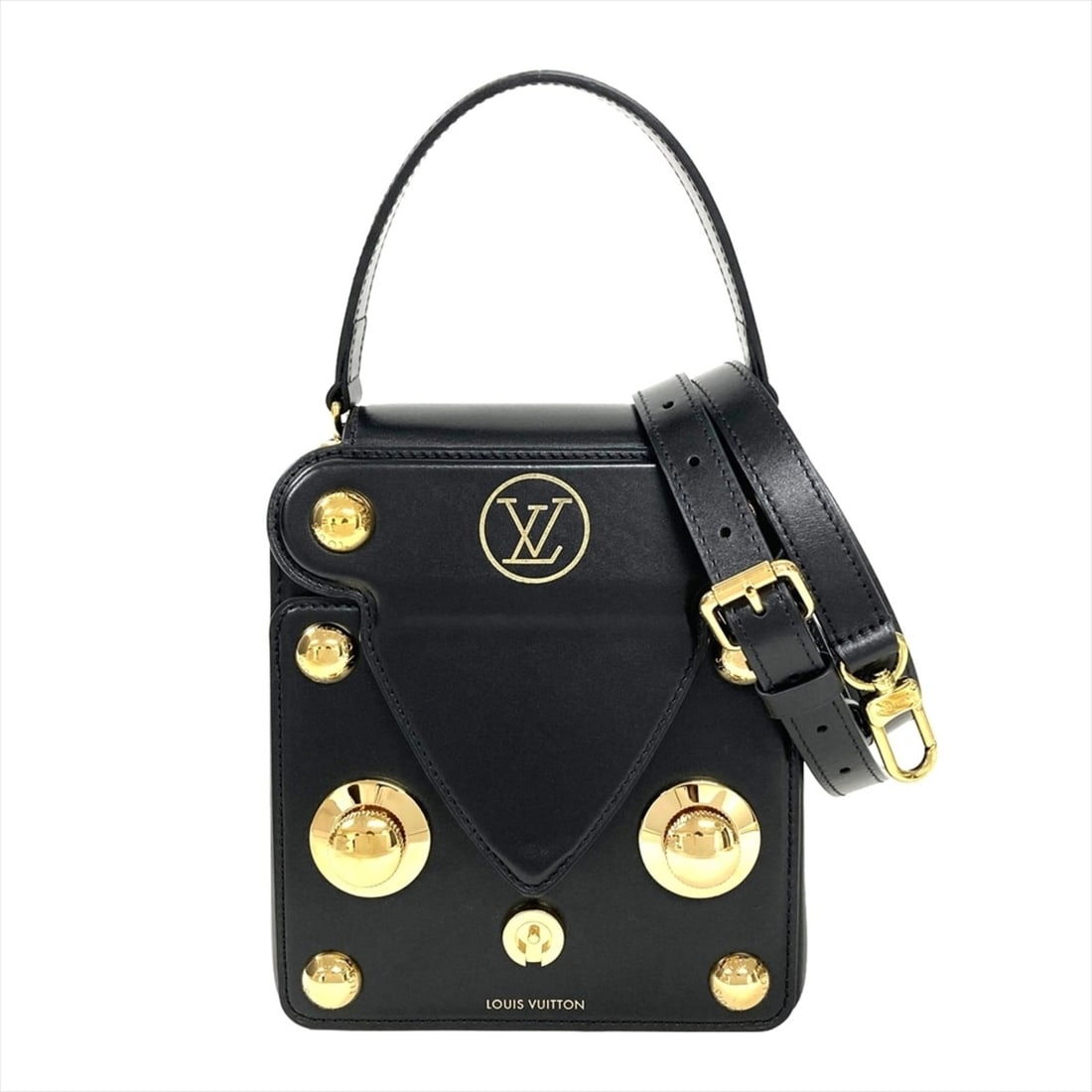 Louis Vuitton S-Lock Bag XL Shoulder Leather M82214 Black Gold Hardware RFID Women's