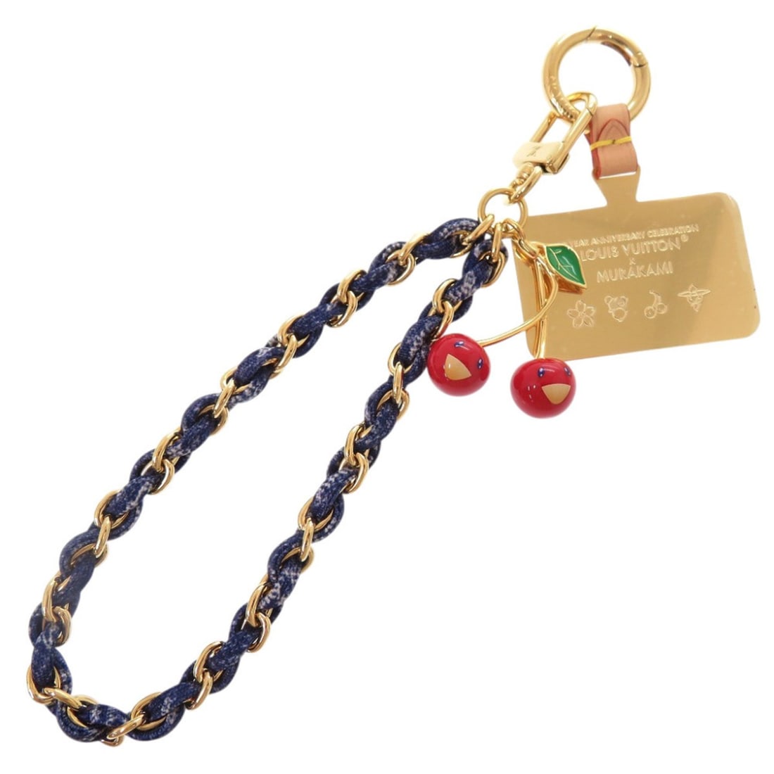Louis Vuitton LV x TM Phone Charm Monogram Denim Cherry M02623 Metal Blue 1490 LOUIS VUITTON (1 of 12)