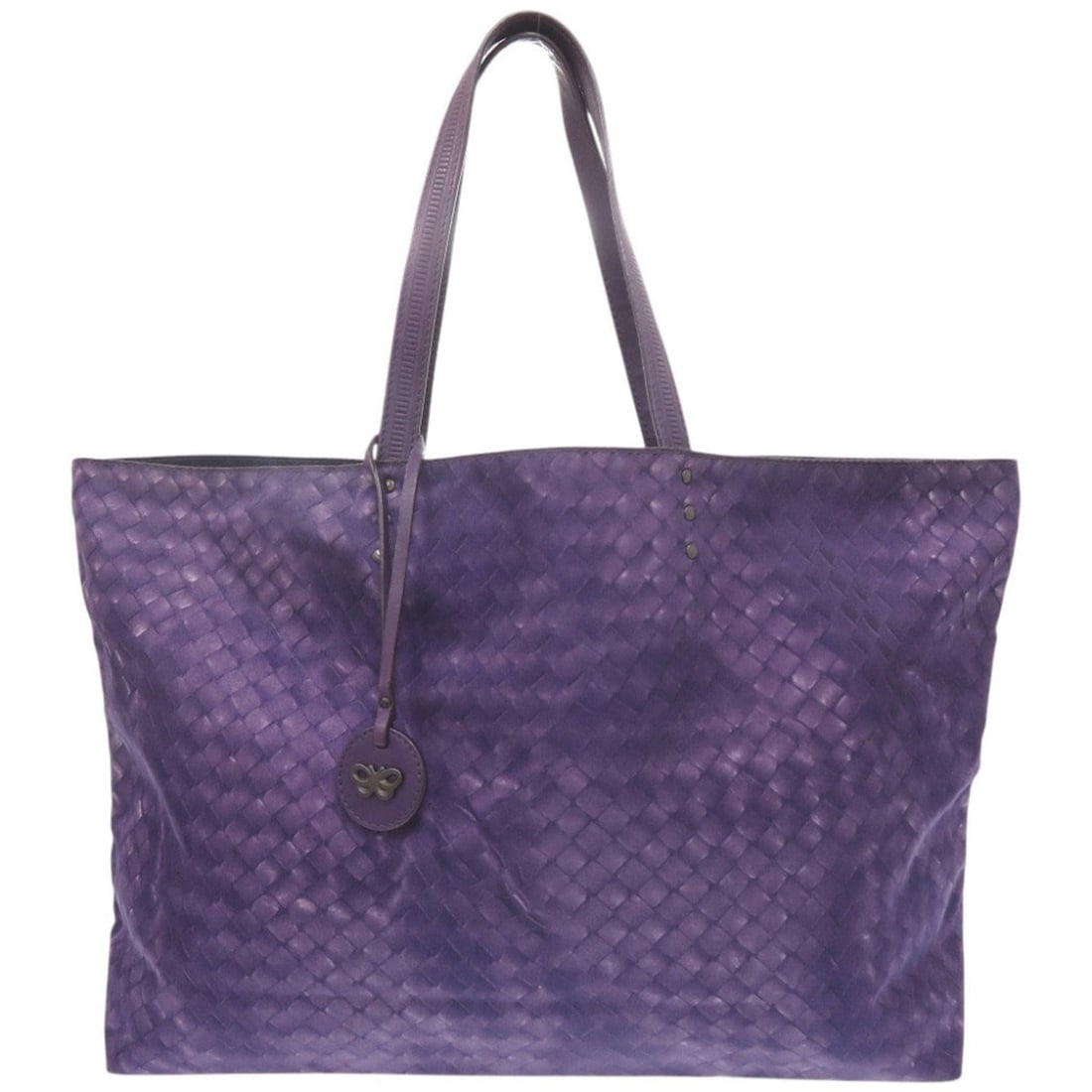 Bottega Veneta Intreccio Illusion Nylon Leather Purple Tote Bag 0583BOTTEGAVENETA