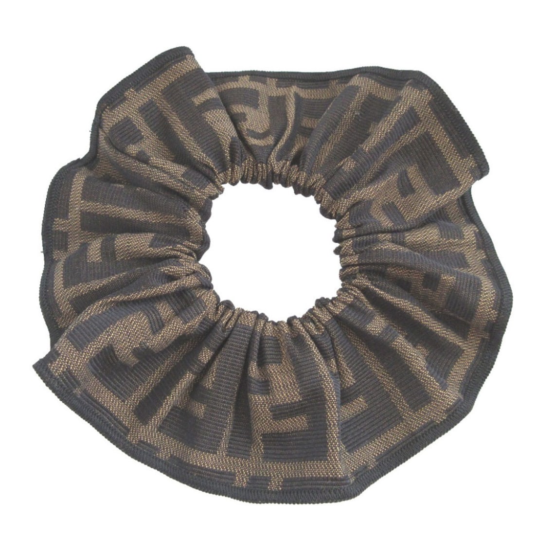 Fendi Zucca pattern canvas brown scrunchie hair tie 0408FENDI