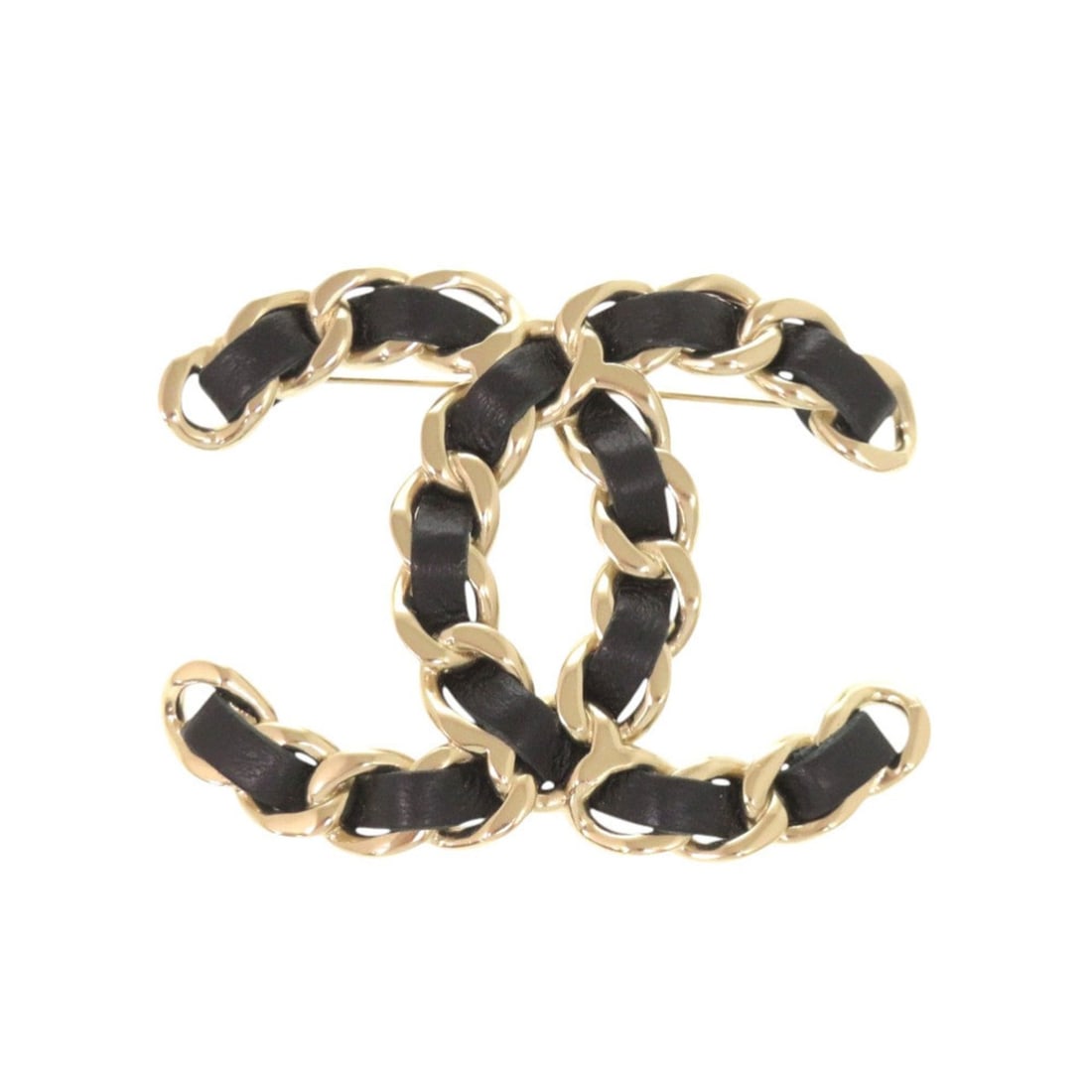 Chanel Coco Mark Chain Motif Brooch, Leather, Black, Accessory 1314 CHANEL (1 of 12)