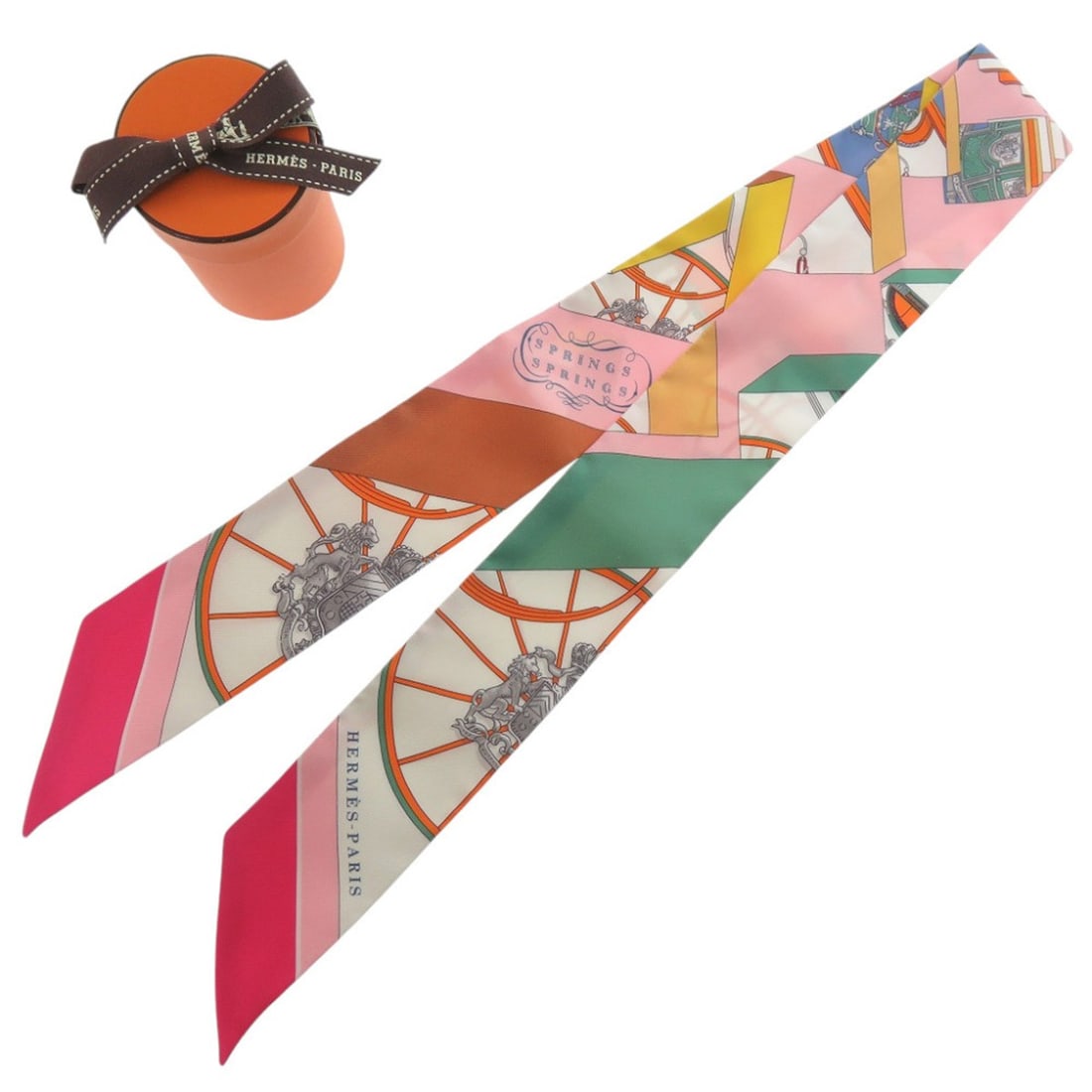 Hermes Twilly Springs 063932S Scarf Muffler Silk Multicolor 0034HERMES