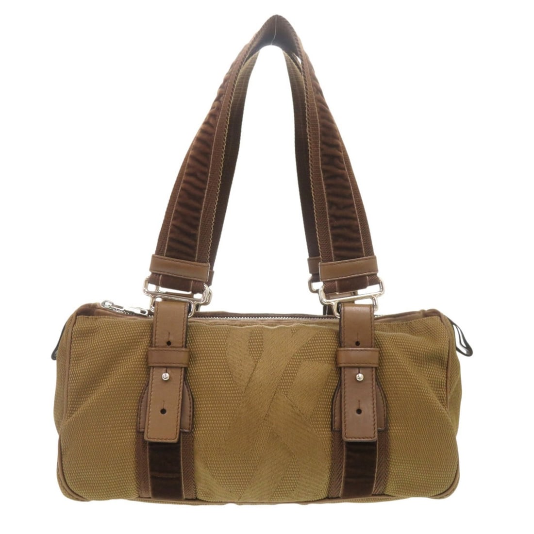 Yves Saint Laurent 119976 Mini Boston Canvas Brown Handbag 0505 YVES SAINT LAURENT