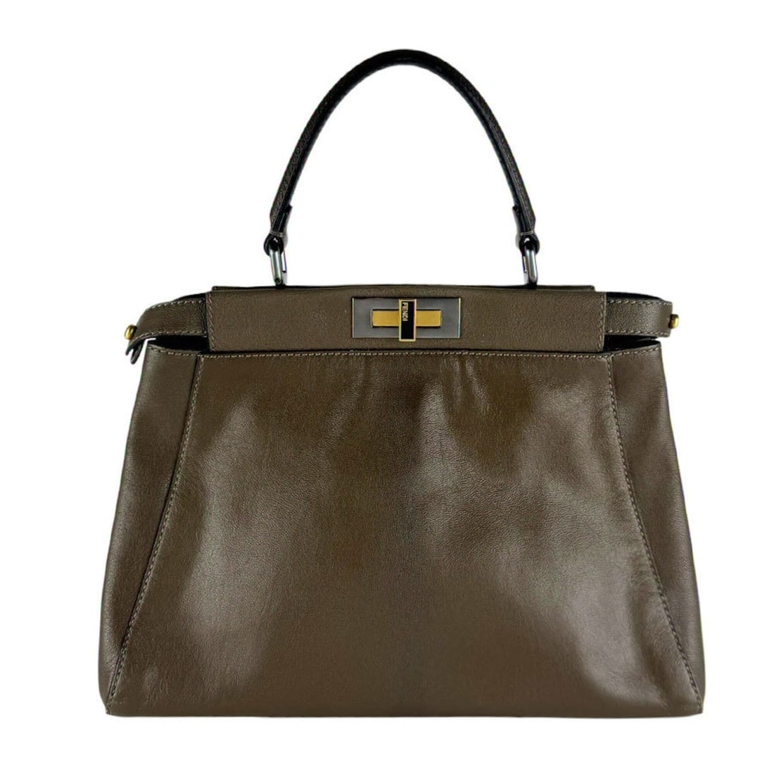 Fendi Peekaboo Regular Leather Shoulder Bag, Khaki Brown, Women's, 8BN226-BLA z10603: --- Catalog ---Category: SizeSize (HxWxD): 24cm x 36cm x 12cm / 9.44'' x 14.17'' x 4.72''Category: DesignType: Handbag, Shoulder bagColor: Khaki brownGender: WomenMaterial: Leather Category: GeneralMP