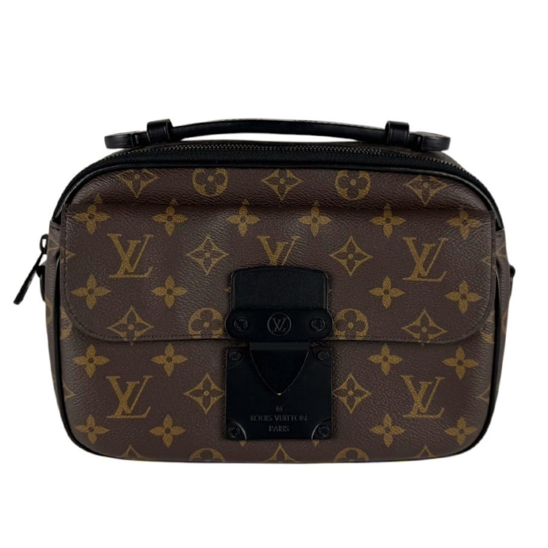 Louis Vuitton LOUIS VUITTON Shoulder Bag Monogram Macassar S-Lock Messenger Canvas Brown Black Men's