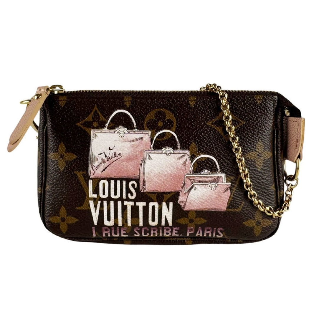 Louis Vuitton LOUIS VUITTON Handbag Accessory Pouch Monogram Mini Pochette Accessoires Canvas Brown