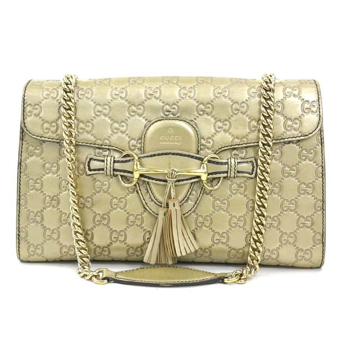 Gucci Emilie Guccissima Leather Shoulder Bag, Gold, Women's, 295402 e62101a