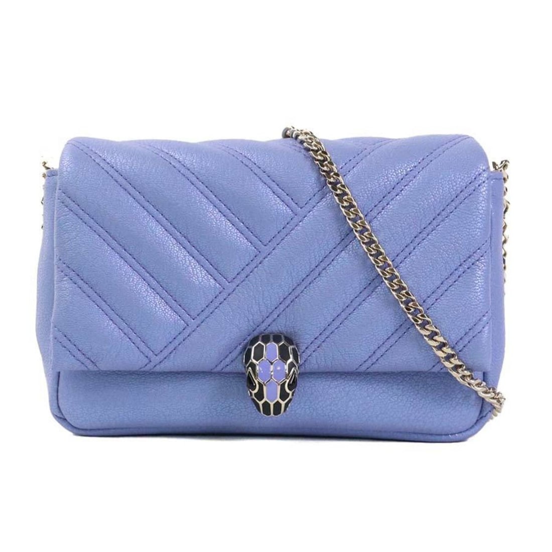 Bulgari BVLGARI Serpenti Forever Shoulder Bag, Leather, Metallic Purple, Women's, 90272c