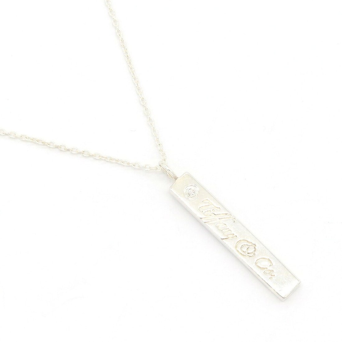 Tiffany & Co. Notes Bar Necklace, 1P Diamond, Sterling Silver 925 Pendant Choker, Women's.