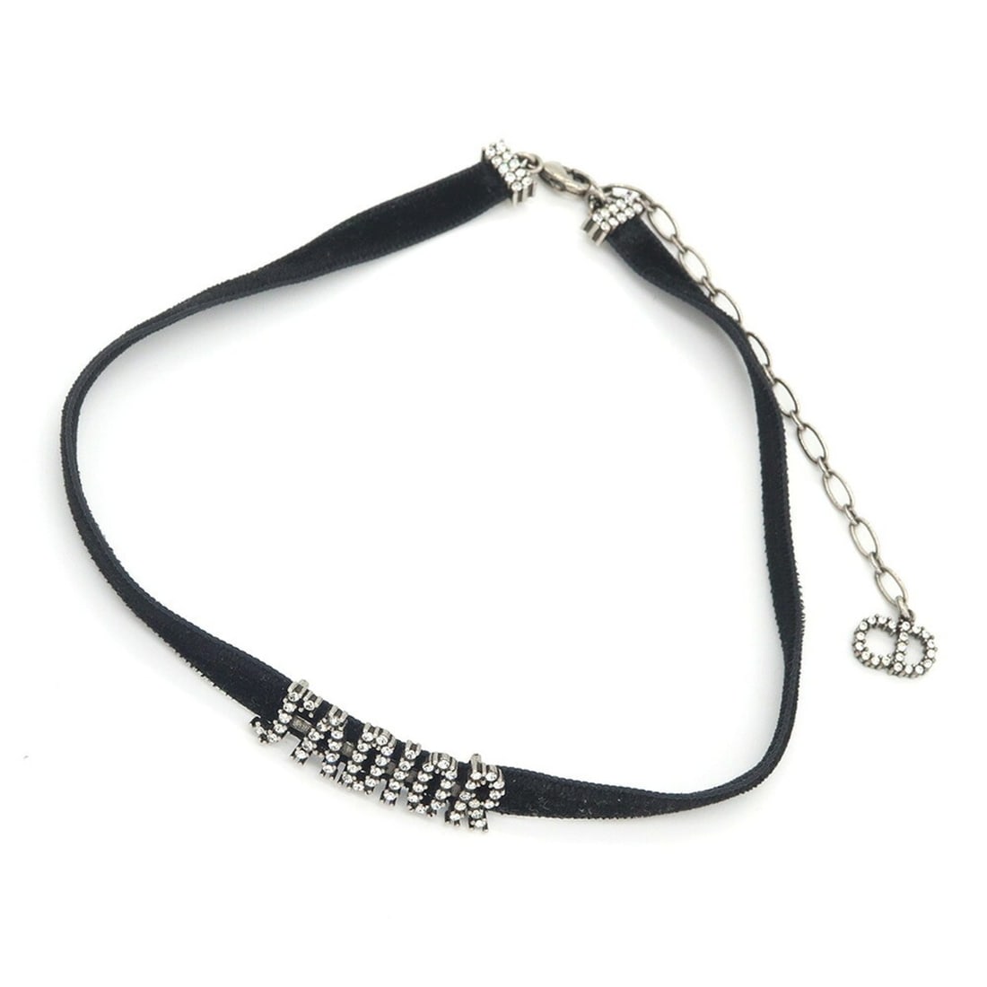 Christian Dior Dior Choker J'ADIOR N0681ADRCY Black Fabric Metal Rhinestone Necklace for Women DIOR