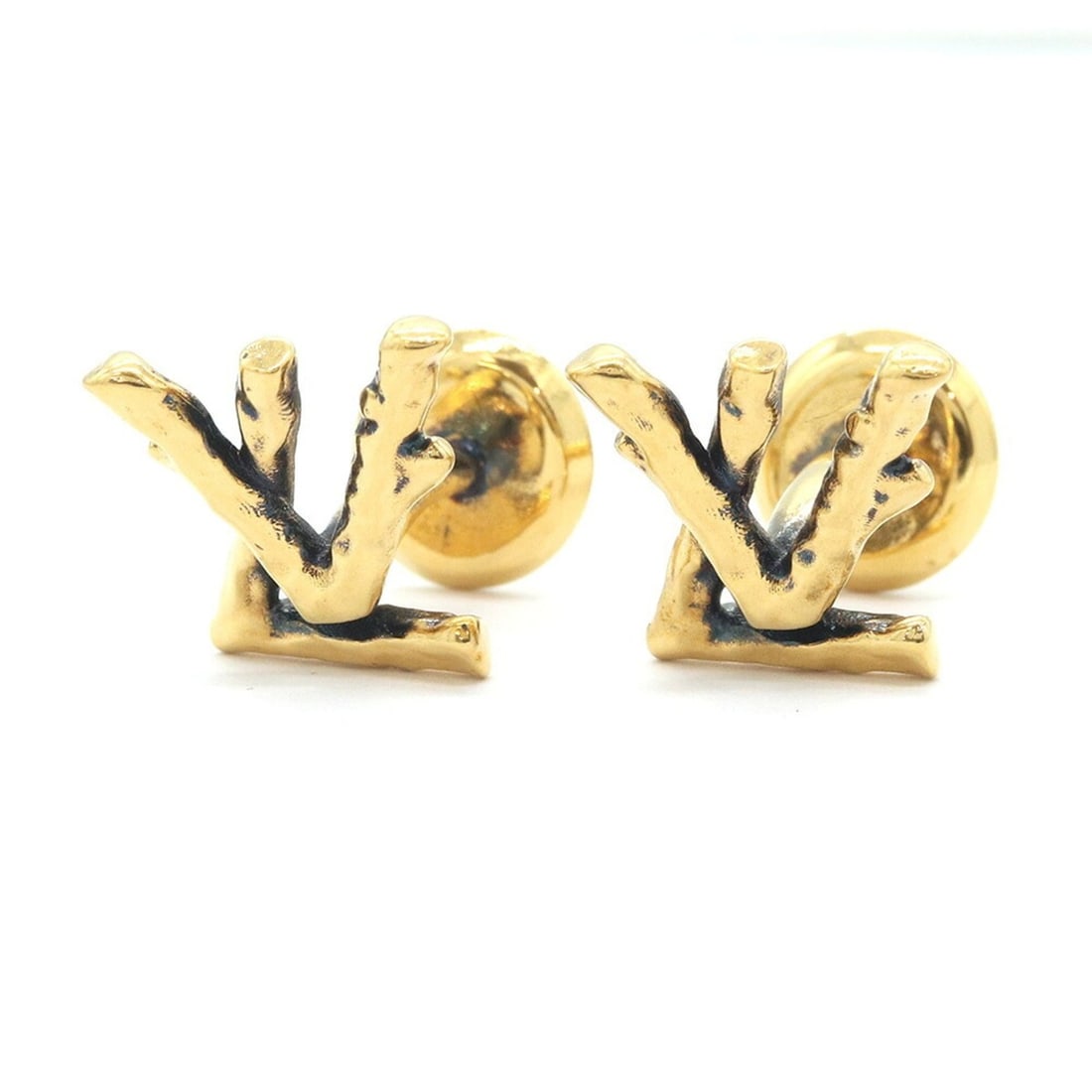 Louis Vuitton Cufflinks, Bouton de Manchette LV Twig MP2455, Gold Metal LV, Men's, LOUIS VUITTON (1 of 10)