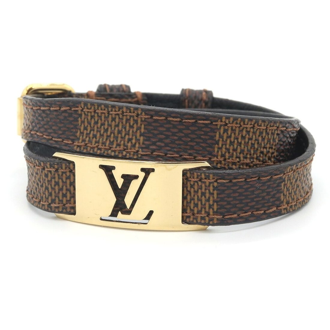 Louis Vuitton Damier Bracelet Sign It M6623 Double Plate LV Men's Bangle LOUIS VUITTON: --- Catalog ---Category: SizeLength: 43cm / 16.92''Category: DesignType: Charm braceletColor: Damier CanvasGender: MenMaterial: Damier CanvasCategory: GeneralMPN: M6623Brand: Louis Vuitton--- Item Lis