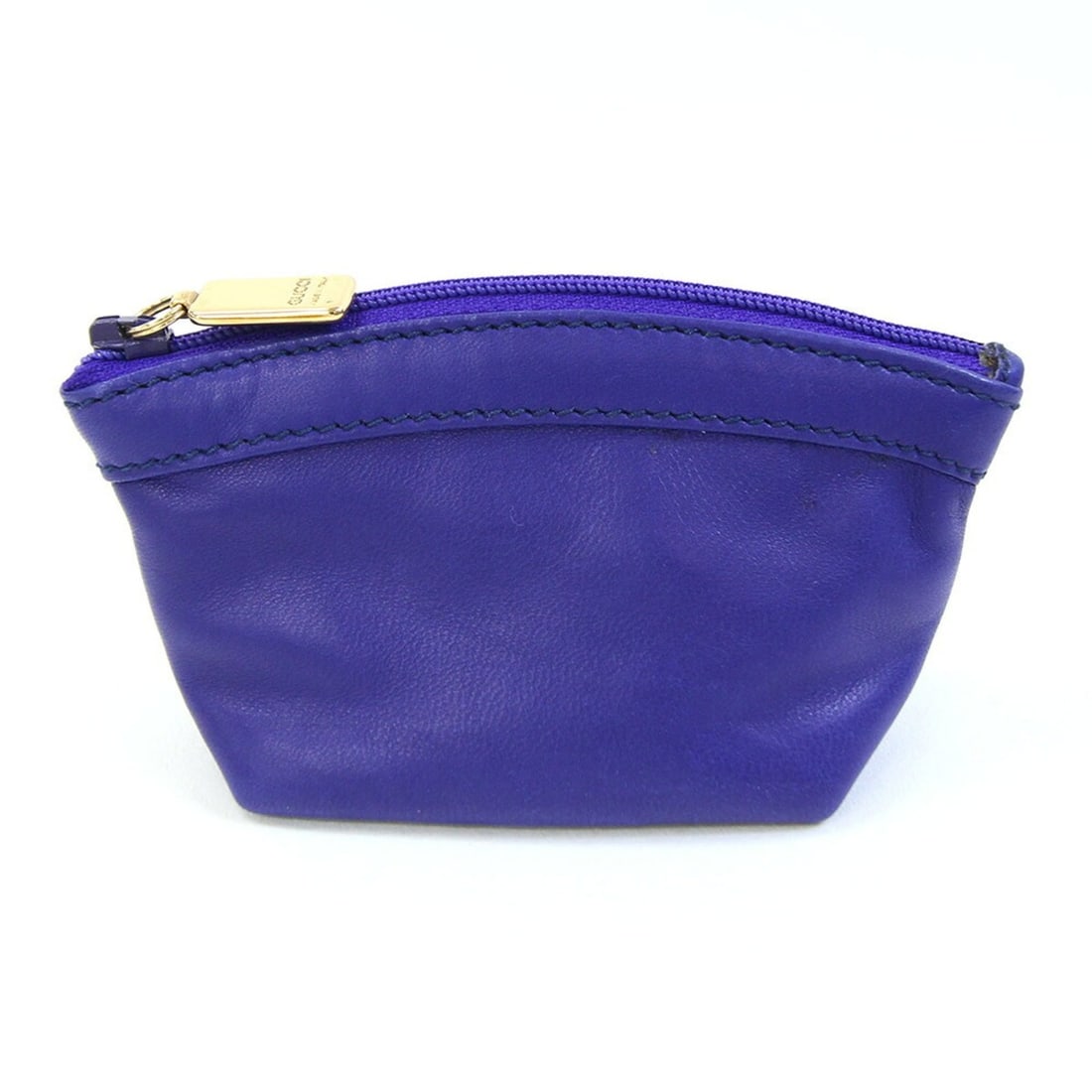 Gucci Wallet/Coin Case, Violet Blue Leather Mini Pouch, Crest Design, Coin Purse, Wallet, Old Style