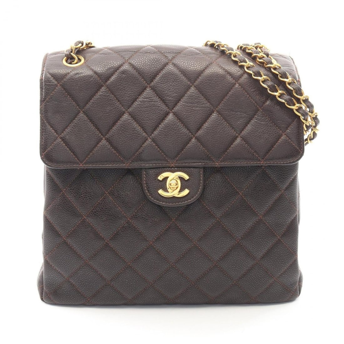 Chanel Matelassé Double-Faced Shoulder Bag/Handbag, Caviar Leather (Grained Calfskin), Women's,: --- Catalog ---Category: SizeSize (HxWxD): 26cm x 27cm x 11cm / 10.23'' x 10.62'' x 4.33''Category: DesignType: Handbag, Shoulder bagColor: BrownGender: WomenMaterial: Grained Calfskin Category: Gener