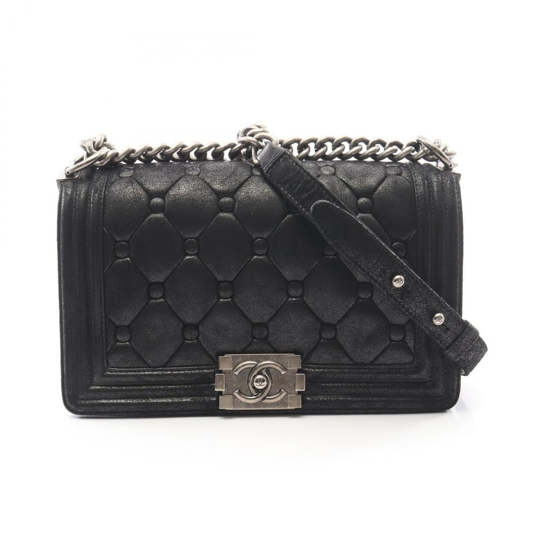 Chanel Boy Shoulder Bag Handbag Leather Women's Black A67086