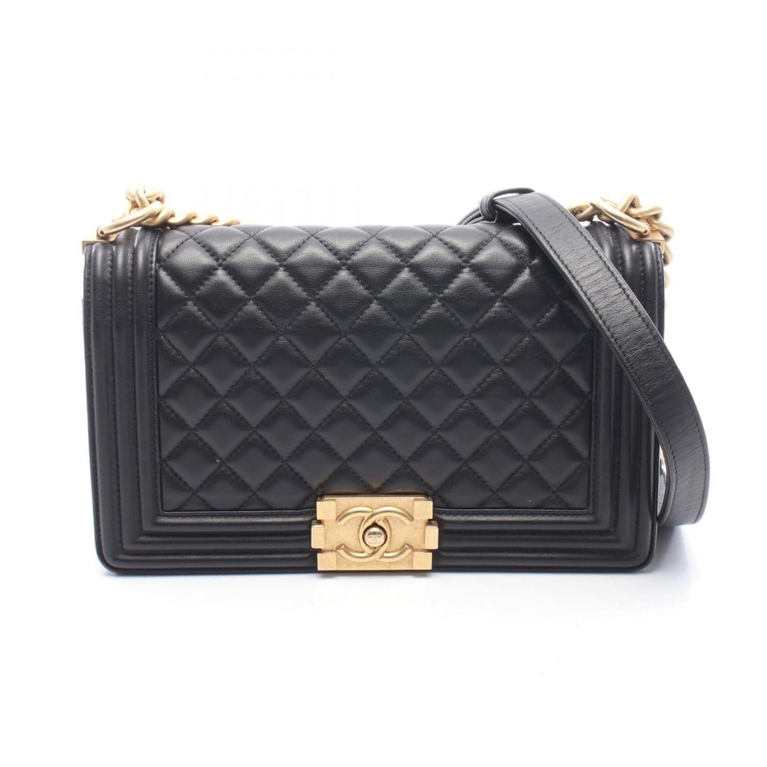 Chanel Boy Shoulder Bag/Handbag, Lambskin Leather, Women's, Black